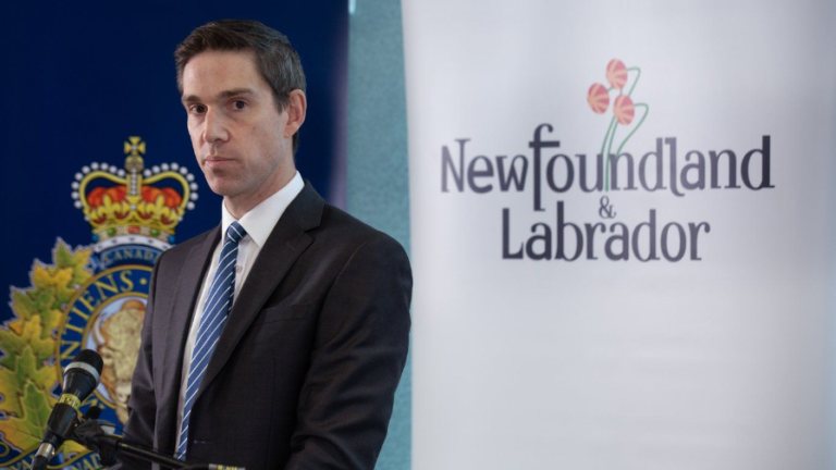 Attorney General John Hogan addresses a press conference in St. John's on Monday, Nov. 20, 2023. THE CANADIAN PRESS/Paul Daly