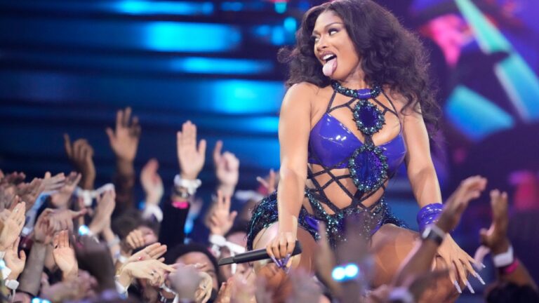 Megan Thee Stallion performs during the MTV Video Music Awards on Sept. 12, 2023, at the Prudential Center in Newark, N.J. (Photo by Charles Sykes/Invision/AP)