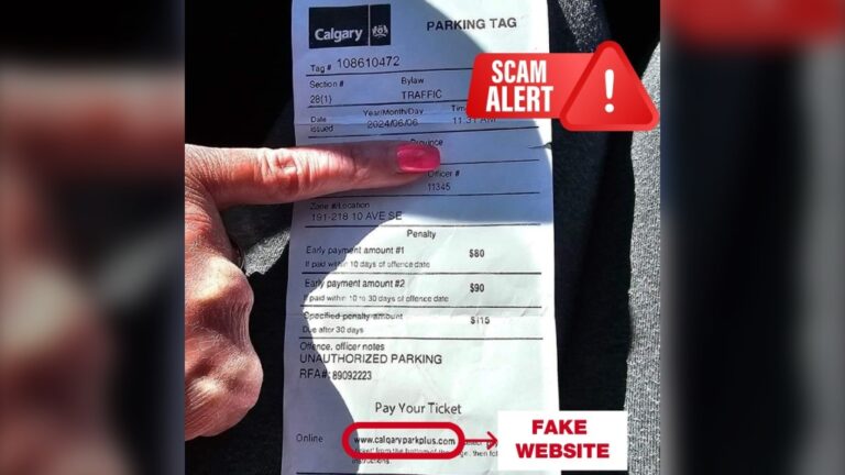 Calgary met en garde contre une arnaque aux fausses contraventions de stationnement : « Détruisez-la »