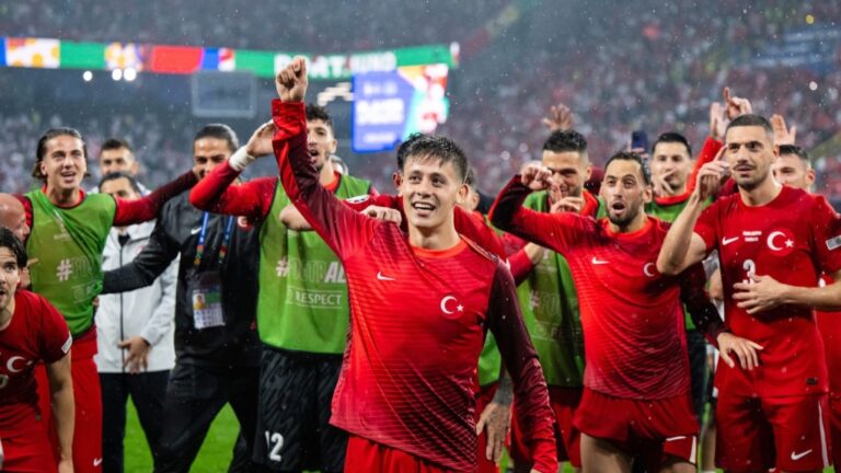 Arda Güler celebrates Turkey's victory against Georgia at Euro 2024. (Hesham Elsherif/NurPhoto/Getty Images via CNN Newsource)