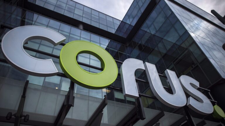 The new Corus logo at Corus Quay in Toronto is photographed, June 22, 2018. THE CANADIAN PRESS/ Tijana Martin