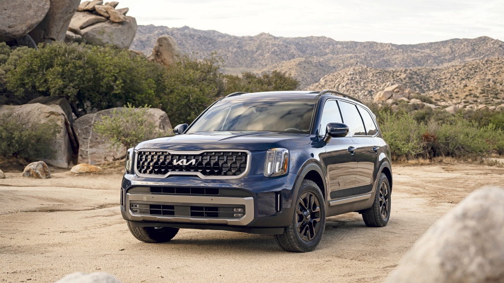 This photo provided by Kia shows the 2024 Kia Telluride, a three-row midsize SUV. (James Lipman/Kia America)
