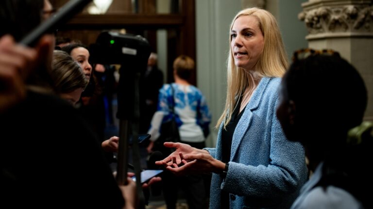 Pascale St-Onge, Minister of Canadian Heritage speaks to reporters prior to a cabinet meeting on Parliament Hill in Ottawa, on Tuesday, June 4, 2024. THE CANADIAN PRESS/Spencer Colby