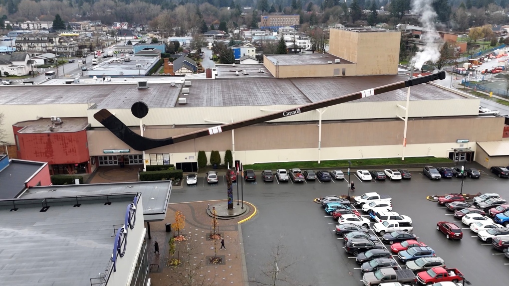 Le plus gros bâton de hockey du monde en Colombie-Britannique sera coupé et vendu à des collectionneurs