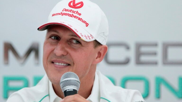 Michael Schumacher announces his retirement from Formula One in Suzuka, Japan, Oct. 4, 2012. (Itsuo Inouye / AP Photo, file)