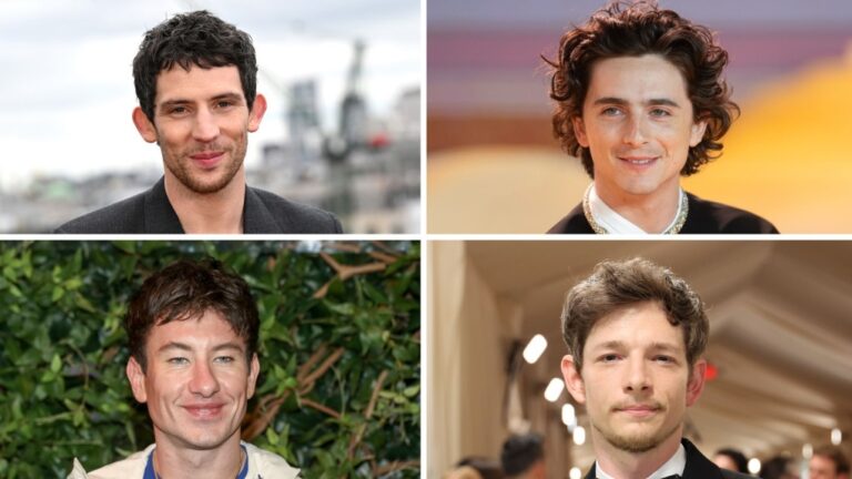 Clockwise, from top left: Actors Josh O'Connor, Timothée Chalamet, Mike Faist and Barry Keoghan have become the face of a dubious new beauty term. Jeff Spicer/Getty Images; Samir Hussein/WireImage/Getty Images; Dia Dipasupil/Getty Images; Andy Kropa/Invision/AP