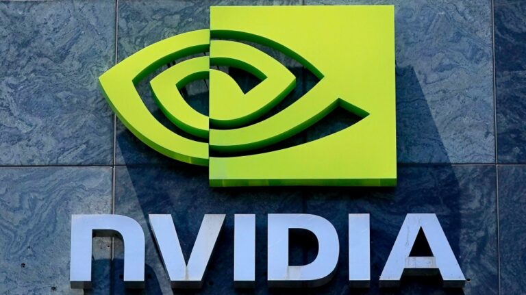 A sign for a Nvidia building is shown in Santa Clara, Calif., May 31, 2023. (Jeff Chiu / AP Photo, File)