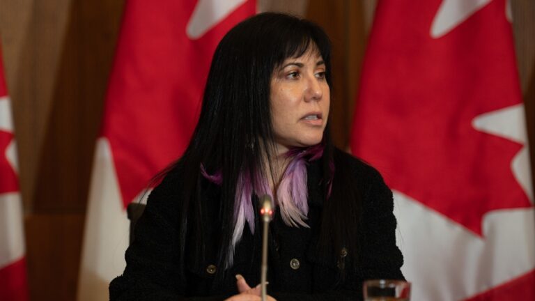 Conservative MP Brad Redekopp apologized in the House of Commons Thursday, after Indigenous colleague New Democrat MP Leah Gazan called him out for linking an offender's criminal record to his race. Gazan, speaks during a press conference in Ottawa, on Wednesday, Dec. 14, 2022. THE CANADIAN PRESS/Spencer Colby