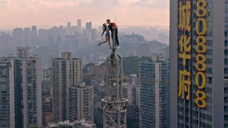 The documentary 'Skywalkers' follows Ivan Beerkus and Angela Nikolau as they climb some of the world's tallest and most famous buildings. (Courtesy Netflix via CNN Newsource)
