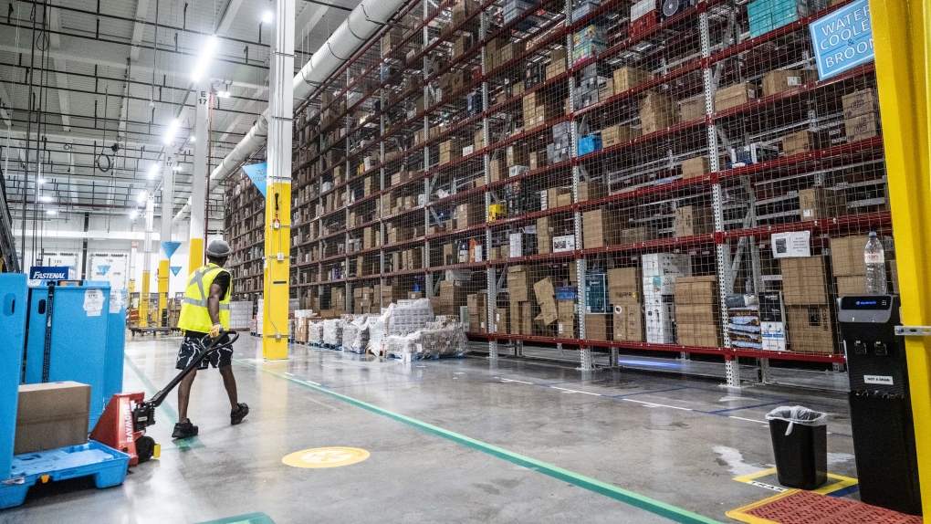 Prime Day, is "a major cause of injuries for the warehouse workers who make it possible," said a report by the Senate Committee on Health, Education, Labor and Pensions, published and seen here Amazon's warehouse in the Bronx borough of New York, pictured on July 16. (Stephanie Keith/Bloomberg/Getty Images via CNN Newsource)