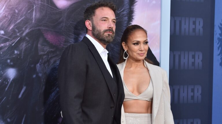 Ben Affleck, left, and Jennifer Lopez arrive at the Los Angeles premiere of 'The Mother,' Wednesday, May 10, 2023, at Westwood Regency Village Theater. (Photo by Jordan Strauss / Invision / AP)