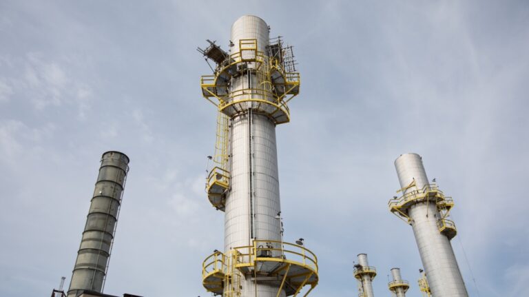 Boilers—where steam is created—at the Cenovus Christina Lake oilsands facility southeast of Fort McMurray, Alta., on Wednesday April 24, 2024. (The Canadian Press/Amber Bracken)
