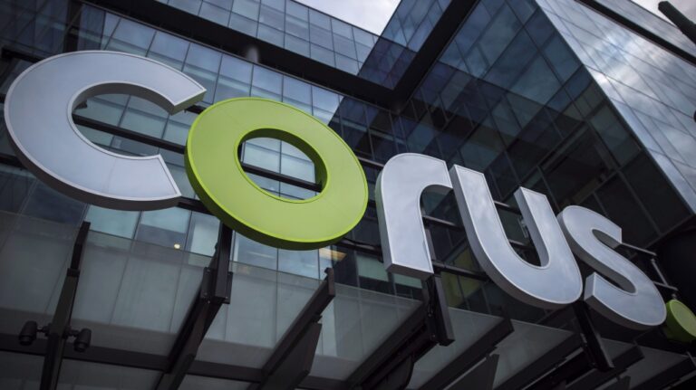 The Corus logo at Corus Quay in Toronto is photographed on Friday, June 22, 2018. THE CANADIAN PRESS/ Tijana Martin