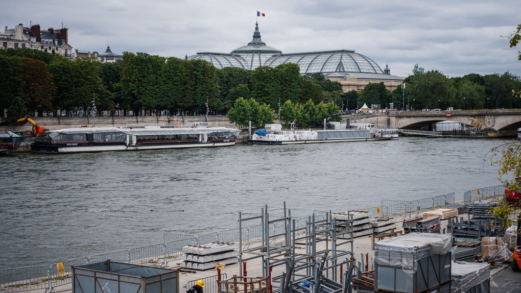Ongoing construction works for the upcoming 2024 Olympic and Paralympic Games on the banks of the River Seine on July 1, 2024. Dimitar Dilkoff/AFP/Getty Images via CNN Newsource