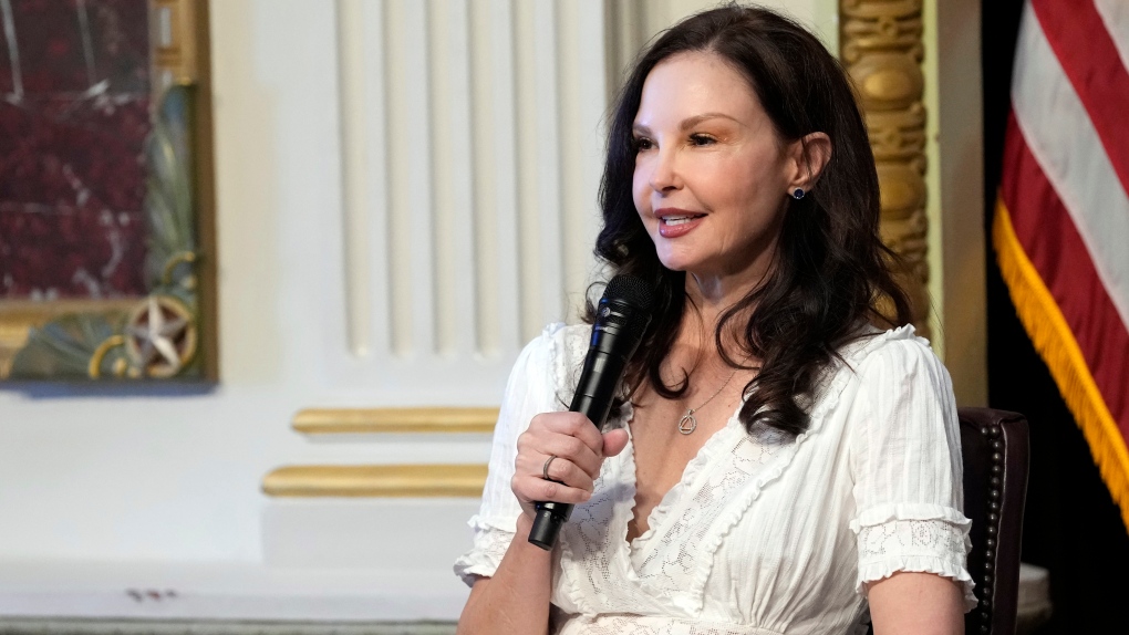 Ashley Judd speaks during an event on the White House complex in Washington, Tuesday, April 23, 2024, with notable suicide prevention advocates. (Susan Walsh / AP Photo)