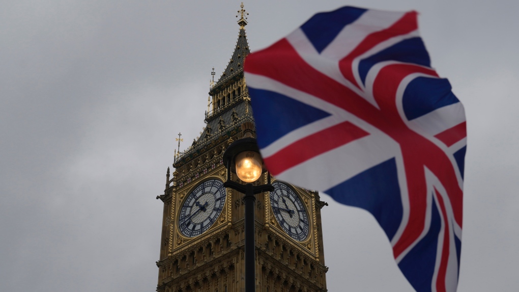 A Union flag is displayed outside the Houses of Parliament, in London, Thursday, May 23, 2024. (Kin Cheung / AP Photo, File)