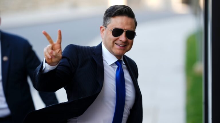 Conservative Leader Pierre Poilievre arrives to Parliament Hill in Ottawa on Wednesday, June 19, 2024. (Sean Kilpatrick/The Canadian Press)