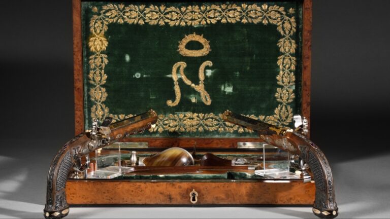 A pair of pistols that had belonged to French emperor Napoleon Bonaparte sold at an auction in Fontainebleu on July 7, 2024. (Courtesy of Osenat)