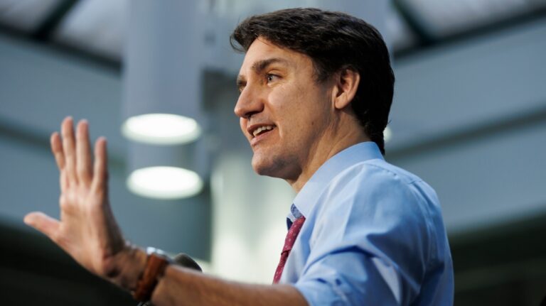 Prime Minister Justin Trudeau speaks during a press conference in Oakville, Ont., on Wednesday, April 24, 2024. THE CANADIAN PRESS/Cole Burston