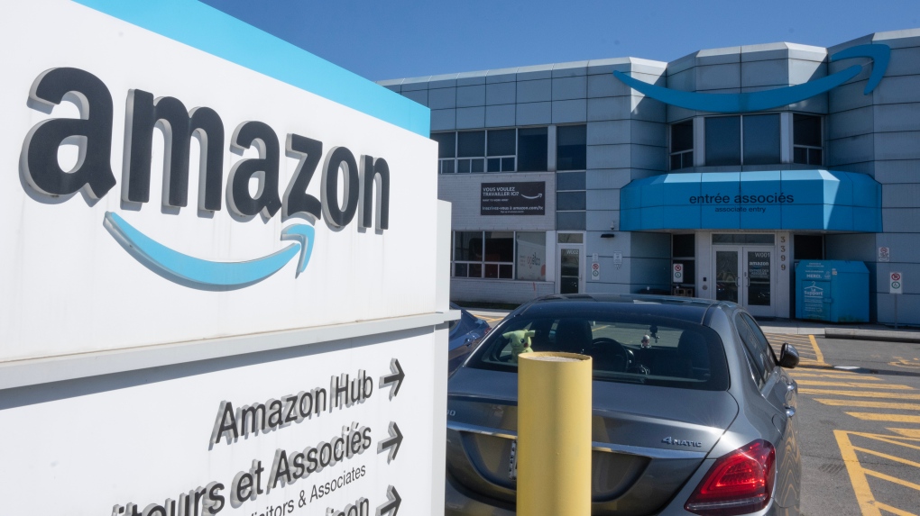 The Amazon DXT4 warehouse is seen in Laval, Que., Monday, April 22, 2024. THE CANADIAN PRESS/Ryan Remiorz