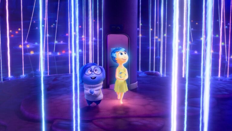 In Disney and Pixar's 'Inside Out 2,' Riley’s Sense of Self is made up of all of her beliefs, each of which can be heard with the pluck of a string. (Pixar via CNN Newsource)