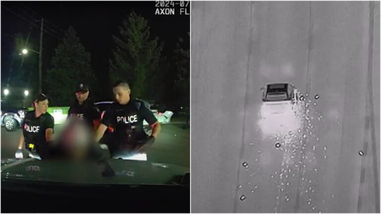 Vidéo d'une course-poursuite policière impliquant une Lamborghini blanche au nord de Toronto