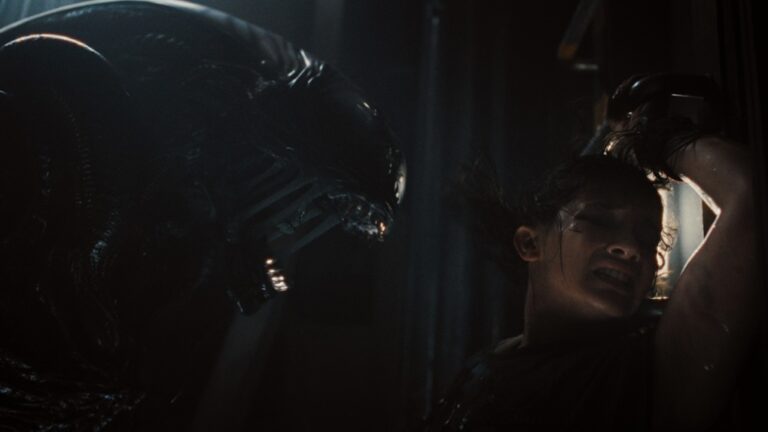 Xenomorph and Cailee Spaeny as Rain Carradine in 20th Century Studios' 'Alien: Romulus.' (20th Century Studios)