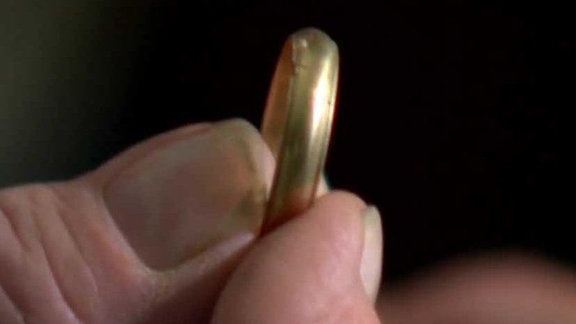 A wedding ring lost 61 years ago was found on a farm in Kentucky. (WLKY via CNN Newsource)