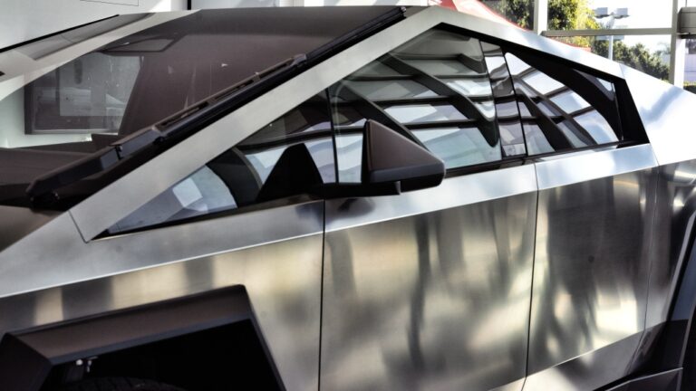 A Tesla Cybertruck is on display at Tesla in Buena Park, Calif. on Sunday Dec. 3, 2023. (AP Photo/Richard Vogel)