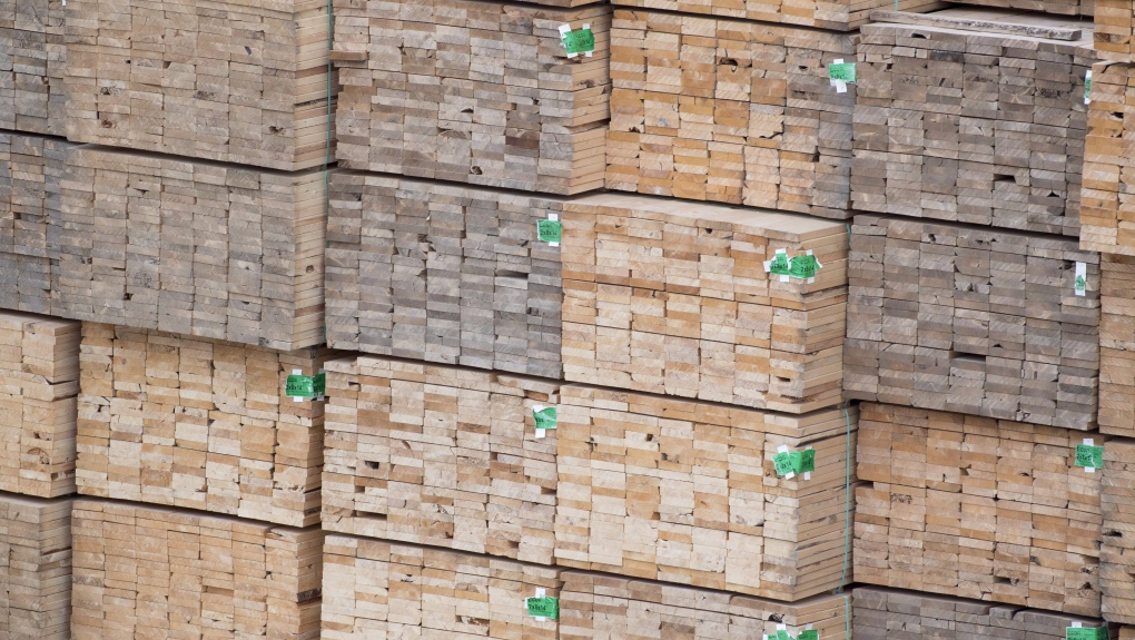 Softwood lumber is pictured along the Fraser River in Richmond, B.C., Tuesday, April 25, 2017 (THE CANADIAN PRESS/Jonathan Hayward)