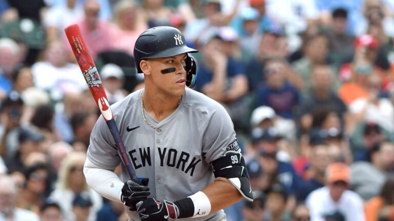 Aaron Judge bats during the MLB Players' Weekend game against the Detroit Tigers on August 17. (Mark Cunningham/MLB/Getty Images via CNN Newsource)