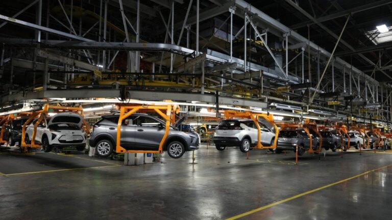 The 2023 Chevrolet Bolt EV and EUV assembly line is seen at the General Motors Orion Assembly, June 15, 2023, in Lake Orion, Mich. AP / Carlos Osorio
