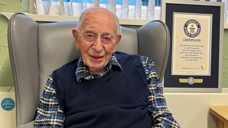 John Alfred Tinniswood was declared the oldest living man by Guinness World Records in April. (Guinness World Records via Reuters)