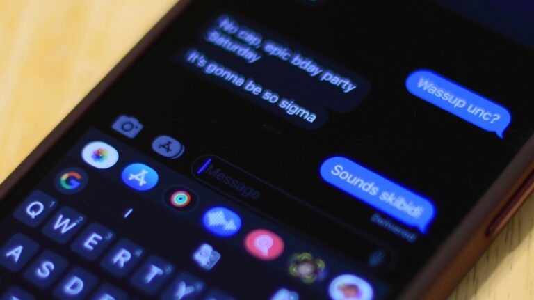 A fake text exchange using slang terms is shown in this photo illustration shot in Toronto on Thursday, Aug. 15, 2024. (The Canadian Press/Staff)