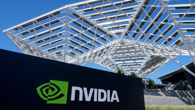 A sign for a Nvidia office building is shown in Santa Clara, Calif., Wednesday, Aug. 7, 2024. (AP Photo/Jeff Chiu)
