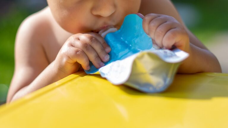 Eating pureed food in pouches doesn't teach babies how to chew or enjoy different types of textures, pediatricians say. (Maria Argutinskaya/iStockphoto/Getty Images via CNN Newsource)