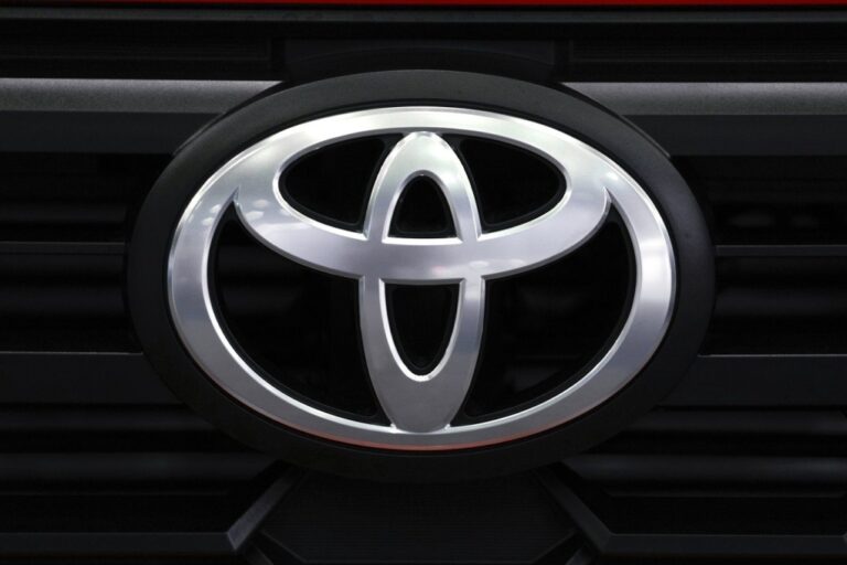 A Toyota logo is shown at the North American International Auto Show in Detroit, Sept. 13, 2023. (AP Photo/Paul Sancya, File)
