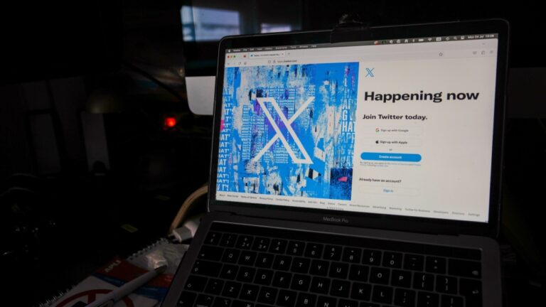 A view of a laptop shows the Twitter sign-in page with the new logo, in Belgrade, Serbia, July 24, 2023. (AP Photo/Darko Vojinovic, File)