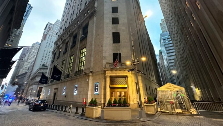An entrance to the New York Stock Exchange is shown on May 8, 2024, in New York. (AP Photo/Peter Morgan, File)