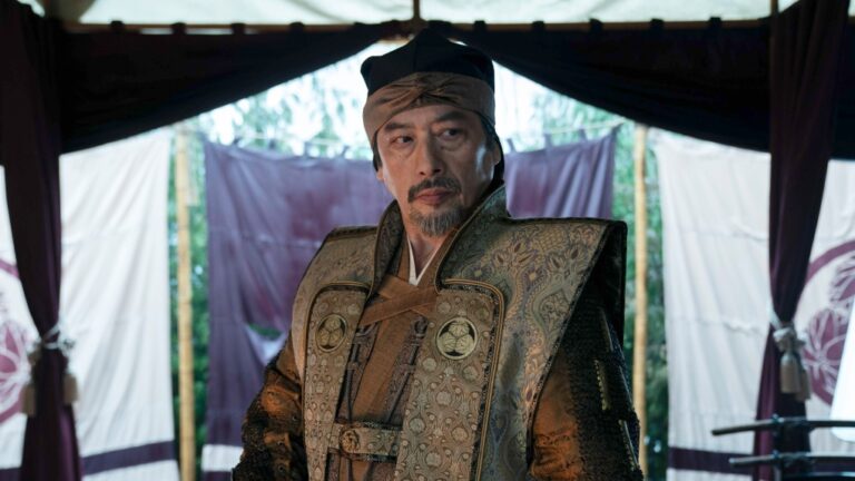 This image released by FX shows Hiroyuki Sanada in a scene from "Shogun." (Katie Yu/FX via AP)