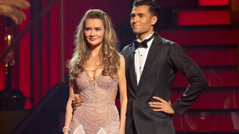 This image released by Disney shows Anna Delvey, left, and her dancing partner Ezra Sosa on the celebrity dance competition series 'Dancing with the Stars,' in Los Angeles on Tuesday, Sept. 24, 2024. (Eric McCandless / Disney via AP)