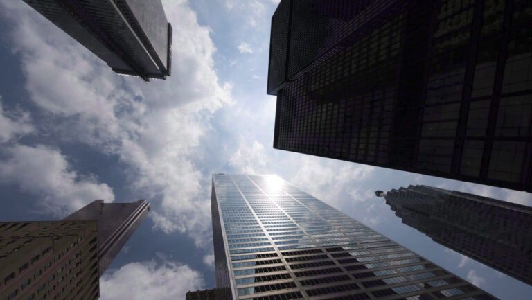 Some Canadian banks say they're starting to question how aggressively they go after mortgage customers amid intense competition. Bank towers are shown in Toronto on Wednesday, June 16, 2010. (The Canadian Press/Adrien Veczan)
