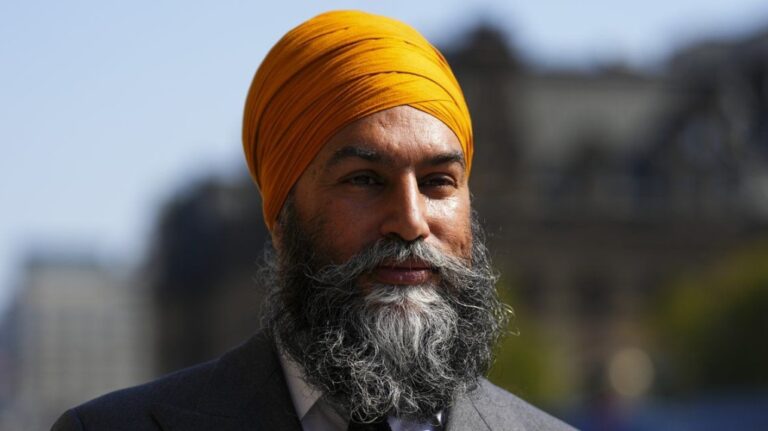 NDP Leader Jagmeet Singh walks on Parliament Hill, in Ottawa, Monday, Sept. 16, 2024, as members of Parliament return from summer break. (Sean Kilpatrick/The Canadian Press)