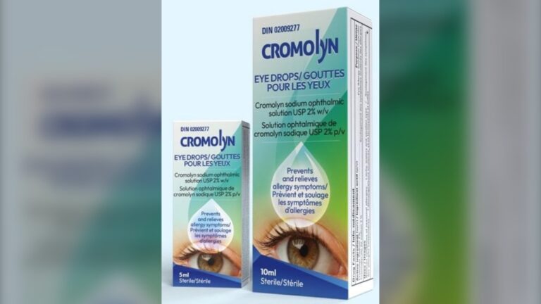 The 5 mL and 10 mL packs of Cromolyn Eye Drops are being recalled. (Government of Canada)