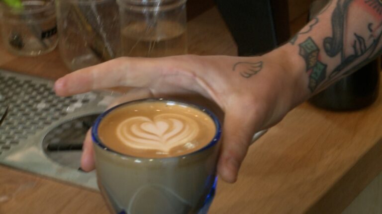A cup from Neighbourly Coffee in Fredericton. (Source: Laura Brown/CTV News Atlantic)