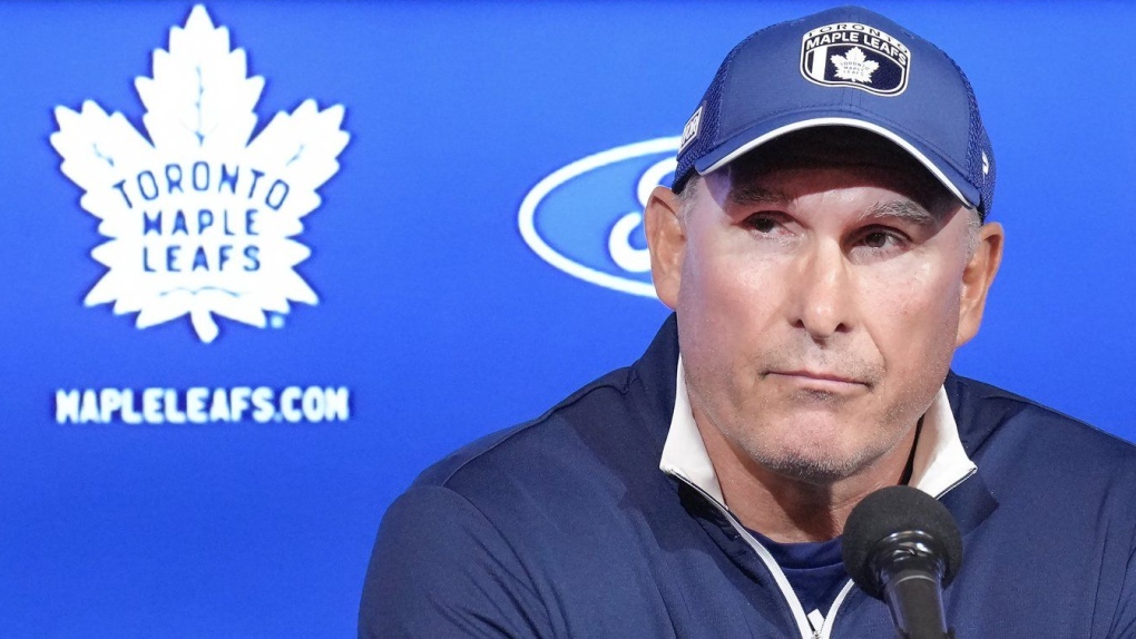 Toronto Maple Leafs new head coach Craig Berube speaks during his introductory press conference in Toronto, Tuesday, May 21, 2024. (Cole Burston/The Canadian Press)