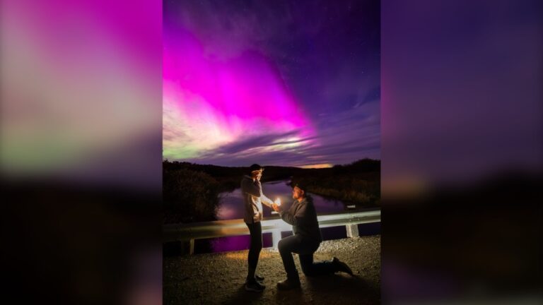 Des fiançailles parfaites sous les aurores boréales du Manitoba