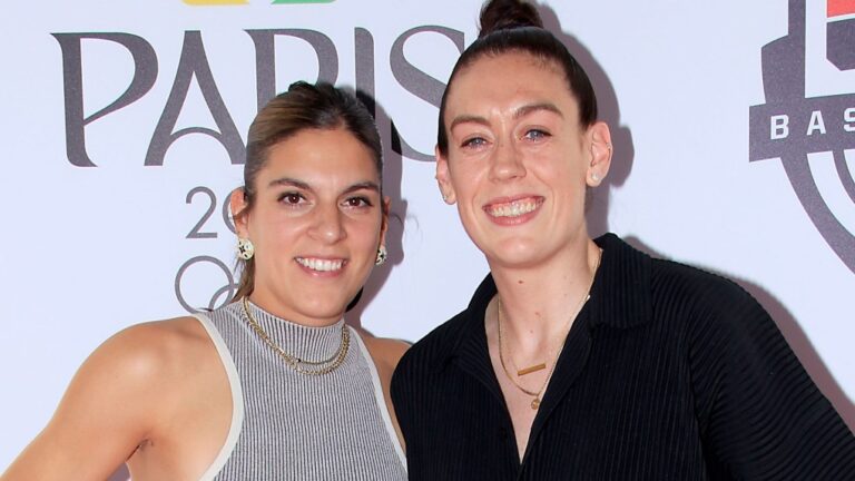Marta Xargay and Breanna Stewart attend 'A Celebration of Olympic Basketball' presented by NBC Universal and NBA at Team USA House on August 5 in Paris, France. (Julien M. Hekimian / Getty Images for NBC Universal via CNN Newsource)