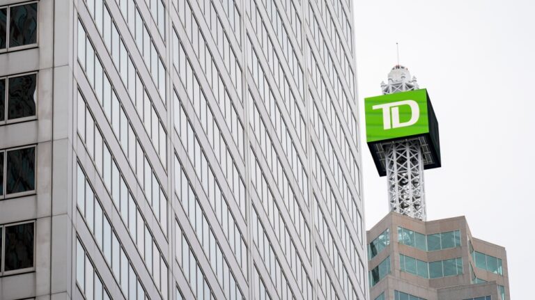 TD Bank signage is pictured in the financial district in Toronto, Friday, Sept. 8, 2023. (THE CANADIAN PRESS/Andrew Lahodynskyj)