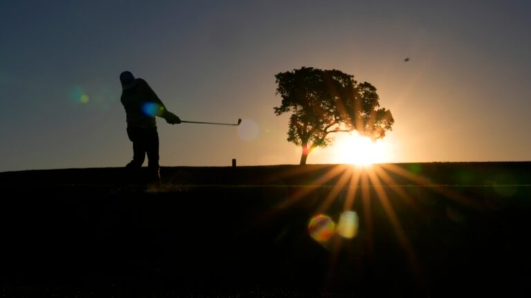 Charley Hoffman hits on the 10th hole during the first round of the Texas Open golf tournament, Thursday, April 4, 2024, in San Antonio. Hoffman is making his 500th career PGA Tour start. (Eric Gay / AP Photo)